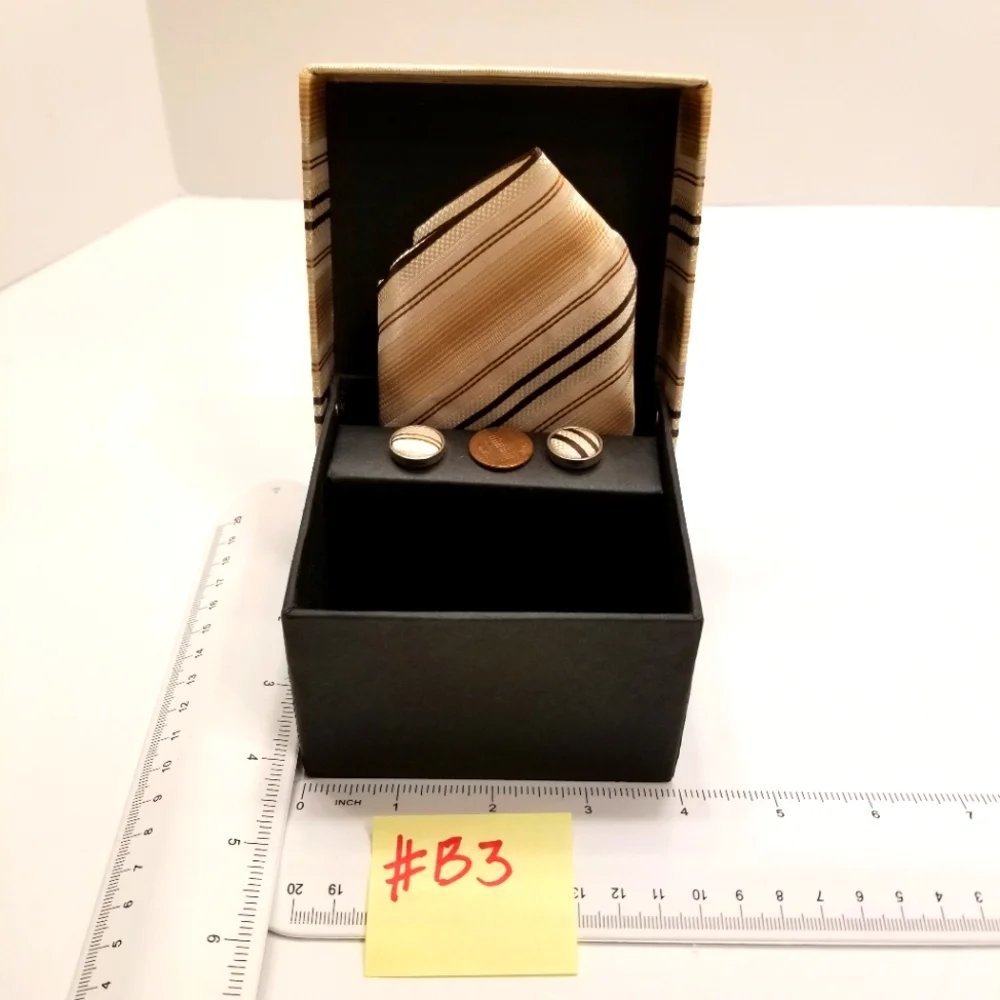 ✅Mariano Fortuni Milano Silk Pocket Square, Cuff Links, Tie, Box